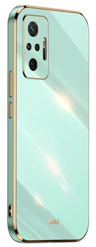 EASSGU Marco Electrochapado Funda para Redmi Note 10 Pro (6.67 Inches) Carcasa Protectora de Color de Silicona TPU Suave - Verde