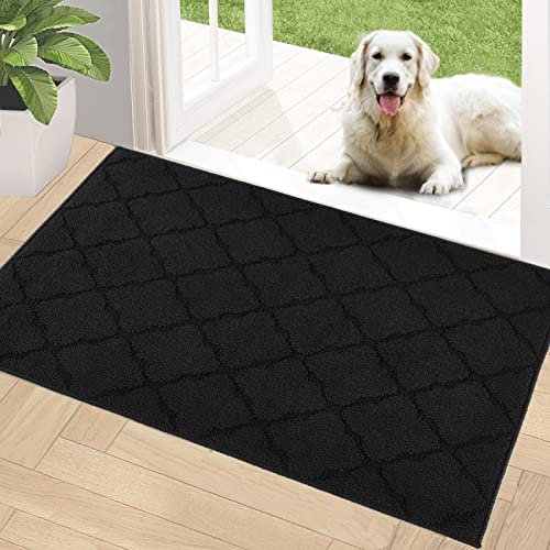 Timo Fußmatte für den Innenbereich, 50,8 x 81,3 cm, saugfähige Gummi-Rückseite, rutschfeste Fußmatte, maschinenwaschbar, Schwarz