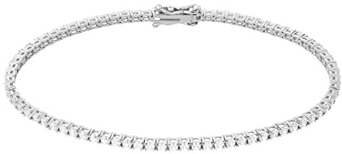 Ardeo Aurum Damen Armband aus 375 Gold Weißgold mit Zirkonia Tennisarmband 2,0 mm Breite und 19 cm Länge mit Sicherheitsverschluss