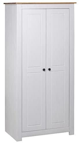 Hommdiy Kleiderschrank Weiß 80×50×171,5 cm Kiefer Massiv Panama Serie