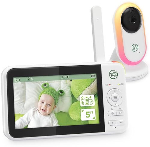 LeapFrog LF2415 Baby Monitor With 5 LCD Screen, Indoor, 1000ft Range, NightVision, Soothing Lullabies, NightLight, 2-Way Audio Talk, Temperature Alert