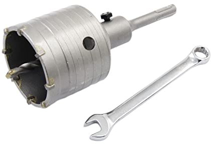 Broca para hormigón de 75 mm con broca SDS y adaptador de 110 mm, broca hueca de metal duro para paredes de ladrillo, hormigón y bloques de hormigón (75 mm + adaptador de 110 mm)