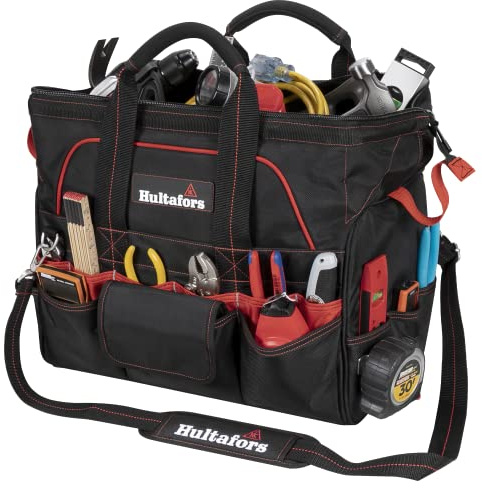 Hultafors Work Gear HT5553 Pro Werkzeugtasche mit geschlossener Oberseite, 42 Taschen, robuster ballistischer Polyester-Werkzeugträger, Neopren-Tragegriffe, verstellbarer, rutschfester Schultergurt