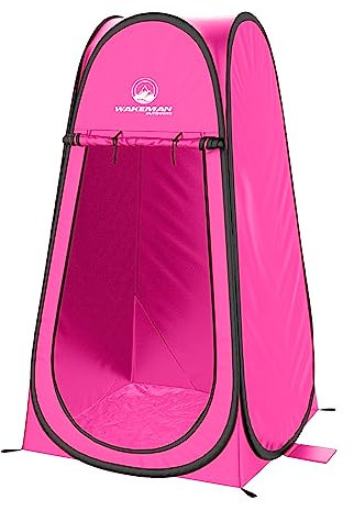 Pop Up Pod - Privacy Shower Tent, Dressing Room, or Portable Toilet Stall with Carry Bag for Camping, Beach, or Tailgate by Wakeman Outdoors (Pink)