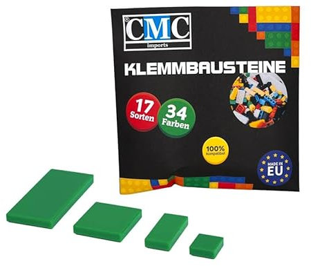 CMC imports 120 Klemmbausteine Fliesen Tiles 34 vers. Farben zur Auswahl Bausteine 1x1 1x2 2x2 2x4 Kacheln Noppen Kompatibel (180 - Gün)