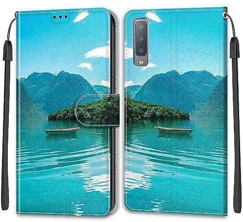 Handyhülle für Samsung Galaxy A7 (2018) / A750 Hülle, Premium Kunstleder Flip Stoßfeste Klapphülle mit [Klappständer] [Kartenfach] kompatibel Samsung Galaxy A7 (2018) / A750