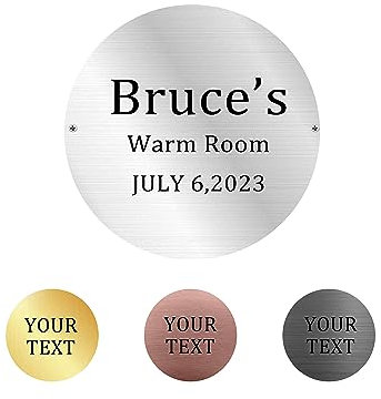 Personalized Name Plaque,Customized Plate for Memorial,Engraved Name Plate,Laser Engraving and Drawing Stainless Steel Plate Frame Name (4, Round)