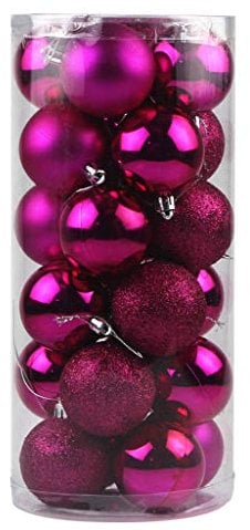 Weihnachtsdeko Aussen Party Dekorationen 24 Stück Weihnachtskugeln hängende Wohnkultur (Hot Pink One Size)