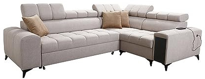 Ecksofa mit Schlaffuntkion und Bettkasten, Wohnlandschaft Gonti L-Form oder U-Form zur Auswahl, XXL Sofa Schlafsofa Gesteppt, modernes Ecksofa 26 (Seite rechts, Gonti II)