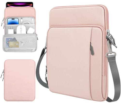 TiMOVO 13 Pouces Etui pour Tablette avec Bandoulière pour iPad Air 13, iPad Pro 13/12.9, Galaxy Tab S9/S10 Plus/S9 FE Plus 12.4, Remarkable Paper Pro 11.8, Rose