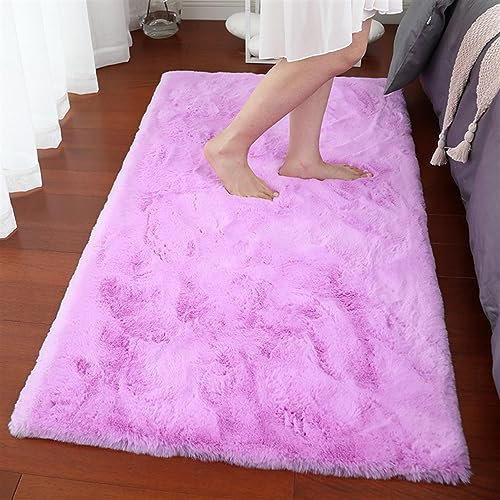 Guetto Teppich Wohnzimmer - Grau Hochflor Langflor Teppiche Modern, Cosy kuschelig Warmer Fellteppich, weich und elegant, waschbar und Fußbodenheizung geeignet,Lila,140x200 cm