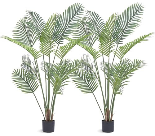 VEVOR Árbol Artificial 1524mm Planta Artificial PE Areca Palmera 2 Árboles Falsos Verdes con Maceta 152x128 mm Decoración de Plantas Falsas para Hogar Oficina Centros Comerciales Interiores Exteriores
