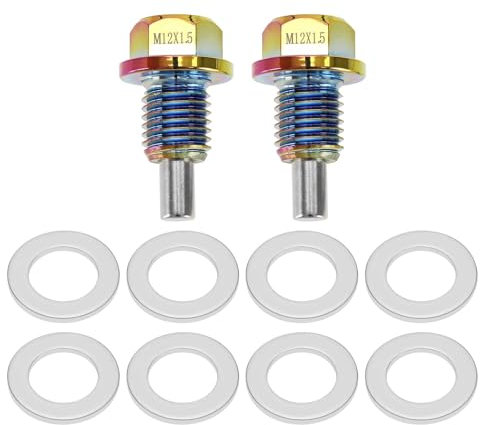 Be In Your Mind 2 Stück M12 x 1,5 Ölablassschraube Mehrfarbig Aluminium magnetische Ölablassschraube Ölwanne Ablassmutter Schraube mit Schraubendichtung kompatibel mit BMW