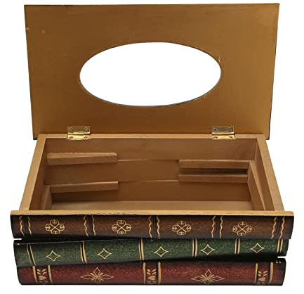 Glomora Vintage Taschentuchbox aus Holz – Dekorativer Rechteckiger Papierspender