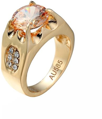 AMDXD Weißgold 14 Karat 585 Partnerringe, Vintage Granat Trauringe Champagner, 14K Gold Moissanit Eheringe Echtgold Schmuck, Gr.62 (19.7)