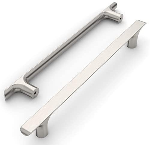 Amerdeco 10 Stück Möbelgriffe Gebürsteter Nickel, 192mm Lochabstand, Zinklegierung Schubladengriffe & Schrankgriffe für Küchenschränke & Kleiderschränke UK0060