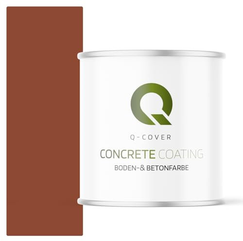 Q-COVER Bodenfarbe Betonfarbe Ziegelrot 2,5L Garagenboden Bodenbeschichtung für Innen Kellerfarbe Fußbodenfarbe