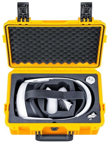 Lykus Titan OQ200 Wasserdicht Tasche Koffer Case (Gelb) für Quest 3S/Quest 3/Quest 2, passend für das offizielle Elite-Riemen, besserer Schutz [NUR Koffer]