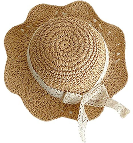 Lpitoy Sombrero De Paja para Niña Pequeña, Gorra De Verano con Lazo, Plegable, para Playa, Protección Solar, para 2-6 Años