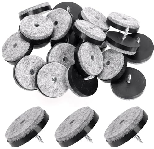 Glarks 20Pcs Black Screw-on Filz Pad Set, 38MM Filz Möbel Pads Stuhl Bein Bodenschutz für Hartholzböden Möbel Füße Stuhl Tisch