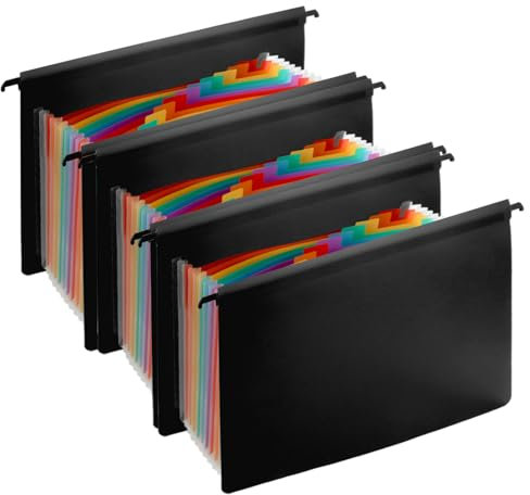 APACALI 3 Pack A4 Suspension Files with 13 Pockets, Expanding Dividers for Home & Office Organization