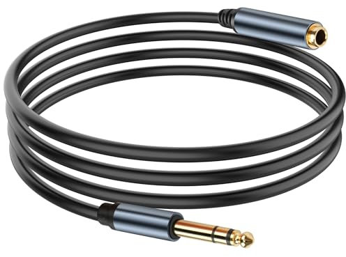 JSADZKJ Cavo di Prolunga 1/4 da 6,35 mm Maschio a Femmina, Cavo Audio AUX TRS per Chitarra Bassi Mixer Amplificatore - 5,9 FT