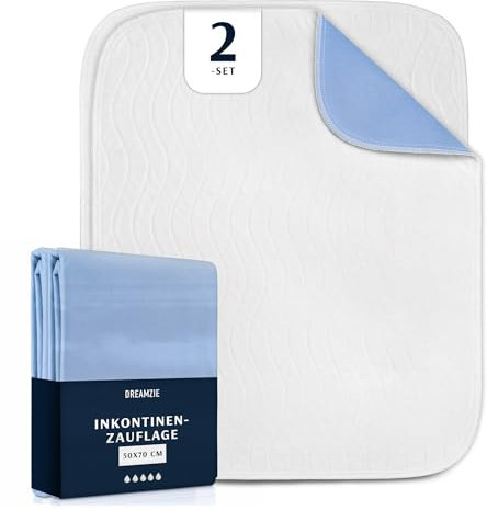 Dreamzie Traverse Letto Anziani, Neonato, Bambini 50 x 70 cm - Assorbente e Impermeabile - Traversine Lavabile per Incontinenza - Set di 2