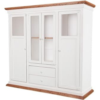 1a Direktimport Highboard Schrank Vitrine Mexico Weiß/Honig - Landhausstil - Pinie Massivholzmöbel