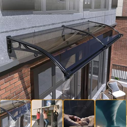 Haustürmarkise Außenmarkise, Aluminium Schwarz Bügelmarkise Fenstermarkise, Markise Mit Großen Dachrinnen, Leise Ausziehbar, Geeignet Für Außenbereich, Terrasse (80x250cm/31x98in)