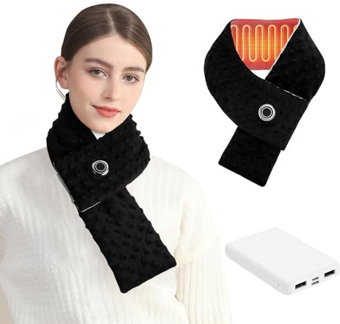 Auniq Beheizbarer Schal mit 5000 mAh Batterie, Heizschal USB Schal Beheizte mit 3 Stufen Temperatur Waschbarer Halswärmer Elektrischer Nackenwärmer für Männer & Frauen Draußen Skifahren Wandern Angeln