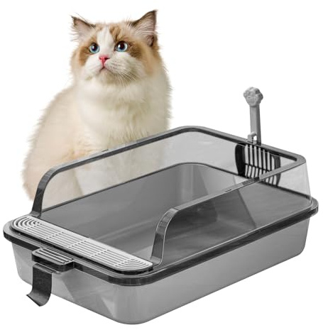 Colcolo Katzentoilette Mit Offener Oberseite - Stabile PP-Toilette für Kätzchen, Hunde, Hauskatzen - GRAU