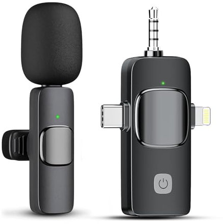 Lavalier Mikrofon Wireless, Bluetooth Mini Mikrofon für iPhone Android Kamera Computer Laptop, Mikrofon Handy für Videoaufzeichnung, Live-Streaming, YouTube, TikTok, Vlog