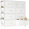 Flrrtenv White Chest of Drawers, 100cm Wide Dresser for Bedroom with 10 Drawers, Fabric Storage Organizer Fit for Nursery, Living Room, Closet - White