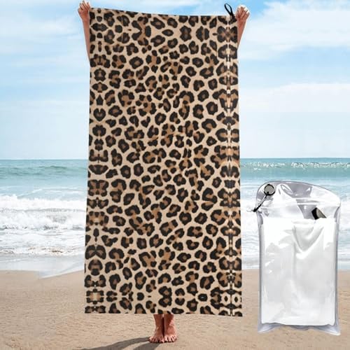 ESNAIUVCD Leopard Muster Tapetendruck Strandtuch Mikrofaser Saunatuch Schnelltrocknend Fitness Handtuch Leicht und Dünn Tragbares Saunatuch