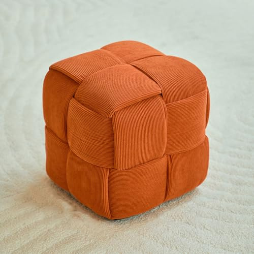 SHIJHUI Tabouret carré de luxe, 27,9 x 27,9 x 27,9 cm, tabouret ottoman, tabouret de coiffeuse ottoman, pouf de salon, repose-pieds, chaise supplémentaire, durable et confortable (orange)