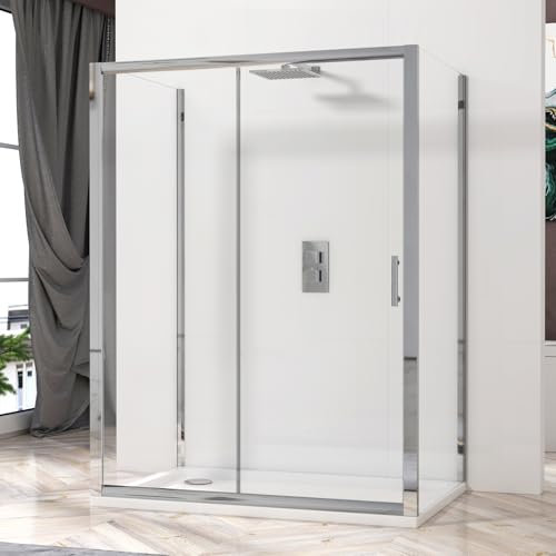 Grand 1000 x 900mm Single Sliding Rectangular 3-Sided Shower Enclosure 6mm Glass Reversible Cubicle Door