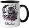 Personalisierte Gothic Tasse | Katze | Rosen | Totenkopf | Mond | Geschenk für Gothic - Metal Fans | Gothic Deko | 330 ml V25