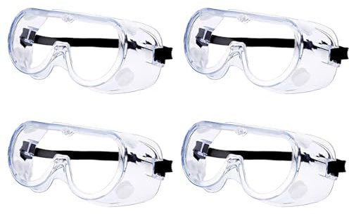 CPRNQY 4 Stück Schutzbrille - Arbeitsschutzbrille Antibeschlagbrille für Brillenträger, Staubdicht - für Labor, Radfahren, Skifahren und Bergsteigen