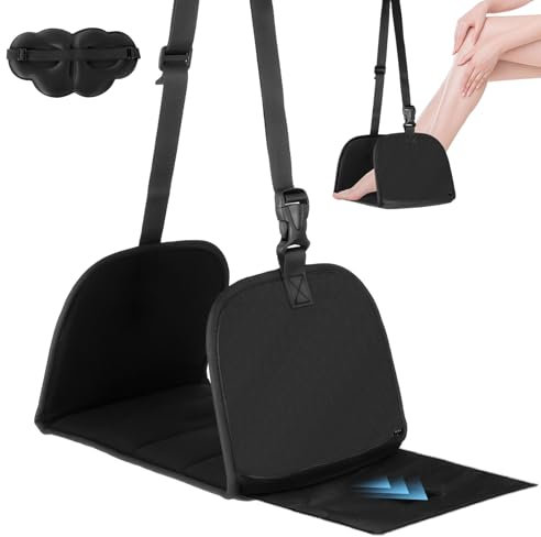 Repose Pied Avion, Repose-jambes Avion Offre une Détente/Confort pour les Longs Vols, Repose-pieds de Voyage a Masque de Yeux/Bouchon d'oreille/Sac, Essentiels du Voyage, Hamac Repose-pieds d'avion