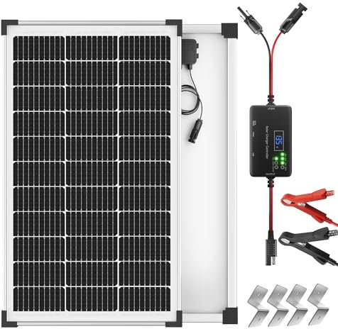 Voltset 100W Solar Panel Kit: 12 Volt Monocrystalline Solar Battery Trickle Charger Maintainer with 20A PWM Controller - Waterproof Solar Charger for RV Trailer Truck Camper Boats Vehicle Trucks