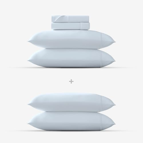 Mayfair Linen 6 Piece Bedding Bundle - 500 Series Soulmate Collection Egyptian Cotton 4 Piece Sheet Set (Full, Light Blue) and an Extra Pair of Matching Pillowcases