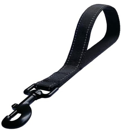 Kurzführer Hund, 33cm Hundeleine Kurz mit Gepolsterten Griff, Strapazierfähigem Nylongewebe Kurze Hundeleine, Schwarz Reflektierend Nylon Hundeleine Geeignet für Große Mittlere und Kleine Hund