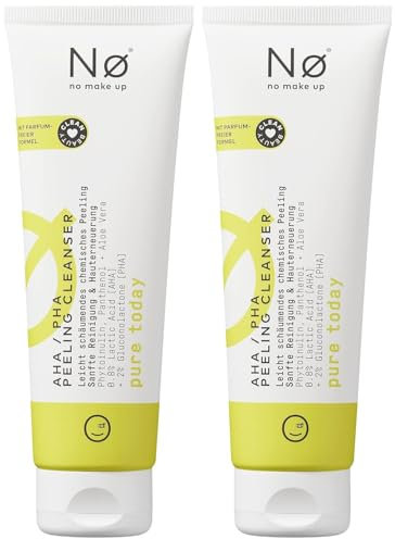 No Cosmetics AHA/PHA Peeling Cleanser – Sanfte Reinigung und Hauterneuerung, Duftfreie Formel, Clean Beauty (2 X 100 ml) + Purelife Sticker