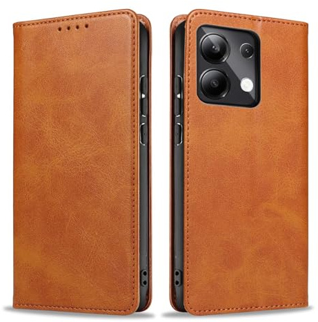 LBH Handyhülle Smartphone-Hülle für Xiaomi Redmi Note 13 Klapphülle Magnetverschluss Kartenfächer Geldfach Standfunktion Case Etui Rundumschutz Schutzhülle Hellbraun