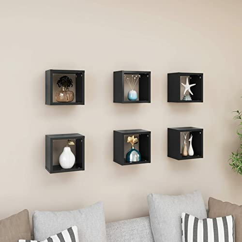 6er Set Grau Cube Wandregal 22x15x22cm Deko Wandregal Nizer Wandregal ohne Bohren