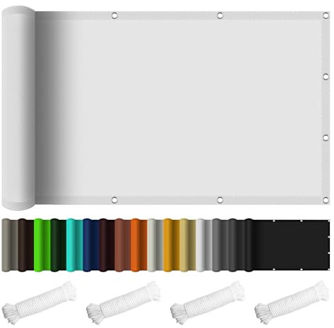 Toldo Vela Toldo de Terraza 230 x 240 cm Protección UV 98% Prueba de Viento Vela de Sombra Parasol con Cuerda de Instalación para Verano Jardín Playa, Blanco