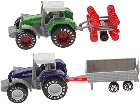 OFFIGAM 2stücke Teiliges Traktor Und LKW-modellspielzeug Für Simuliertes Fahrzeug Für Kreative Lernspiele Für Jungen Und Mädchen Fördert Kommunikation Und Motorikfähigkeiten