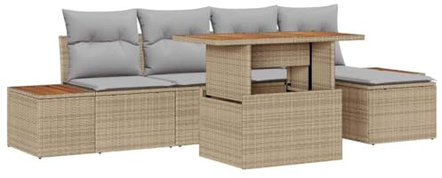 vidaXL Garten-Sofa-Set 6 STK. Beige Poly Rattan
