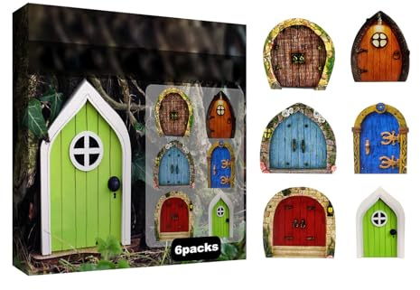 6-Piece Enchanted Fairy Door for Tree Trunks Weather-Resistant Miniature Garden Decor, Whimsical Outdoor Accessory Kit for Kids & Fantasy Enthusiasts