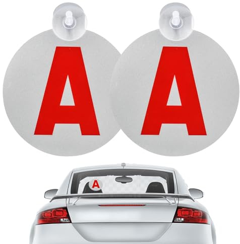 2 Stück A-Scheiben für junge Fahrer mit Saugnapf,Ø 15 CM fahranfänger aufkleber Saugnapfhalterung,Newcomer Autoaufkleber A,für junge Fahrer,Diebstahlschutz und UV-Schutz,Nachtreflexion.